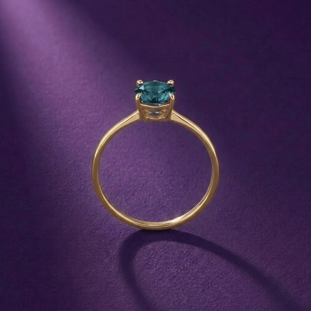 Bague en or jaune 14K et topaze bleue de Londres naturelle -  AME Jewellery.