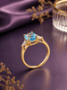 Bague en or jaune 14K et topaze bleue naturelle taille ovale - AME Jewellery.