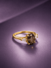 Bague en or jaune 14K avec quartz fumé naturel en forme d'ovale par AME Jewellery