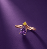 Bague en or rose 14K et améthyste taille en poire et saphir jaune - AME Jewellery.