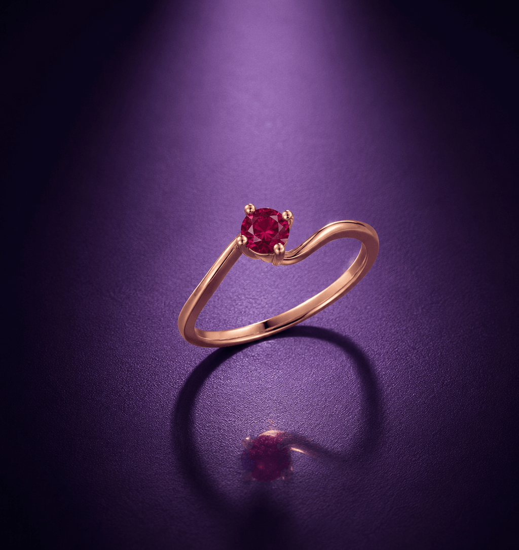 Bague solitaire en rubis naturel en or rose 14K - AME Jewellery.