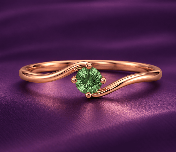 Bague tourmaline verte naturelle en or rose 14K - AME Jewellery. 