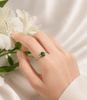 Bague tourmaline verte taille ovale naturelle en or blanc 10K - AME Jewellery