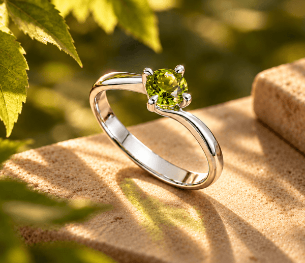 Bague torsadée solitaire en argent sterling avec péridot naturel par AME Jewellery.