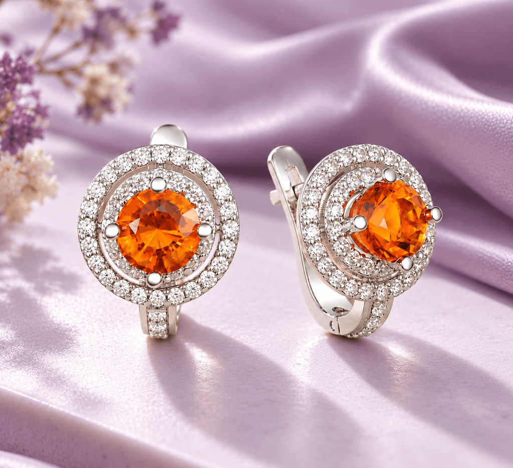 Boucles d'oreilles en argent sterling avec citrine naturelle par AME Jewellery.