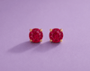 Boucles d’oreilles en rubis naturel serties de 4 griffes en or jaune 14K - AME Jewellery.