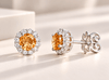 Boucles d'oreilles halo en argent sterling avec citrine  - AME Jewellery