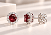 Boucles d'oreilles halo en grenat rouge de en argent sterling - AME Jewellery
