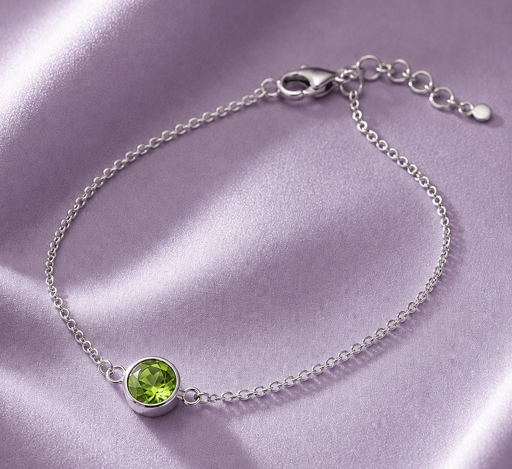 Bracelet en argent sterling avec péridot naturel par AME Jewellery pour femme. 