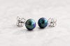 bông tai bán cầu Ngọc trai nước ngọt màu ánh xanh đuôi chim công - AME Jewellery