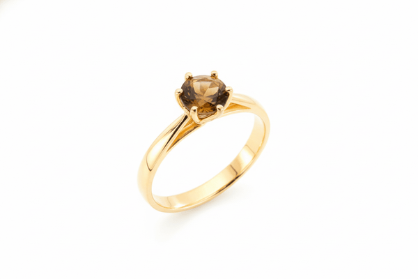 Nhẫn Vàng Đá quý thiên nhiên Brownish Yellow Citrine 6-prong Ring in 14K yellow Gold by AME Jewellery