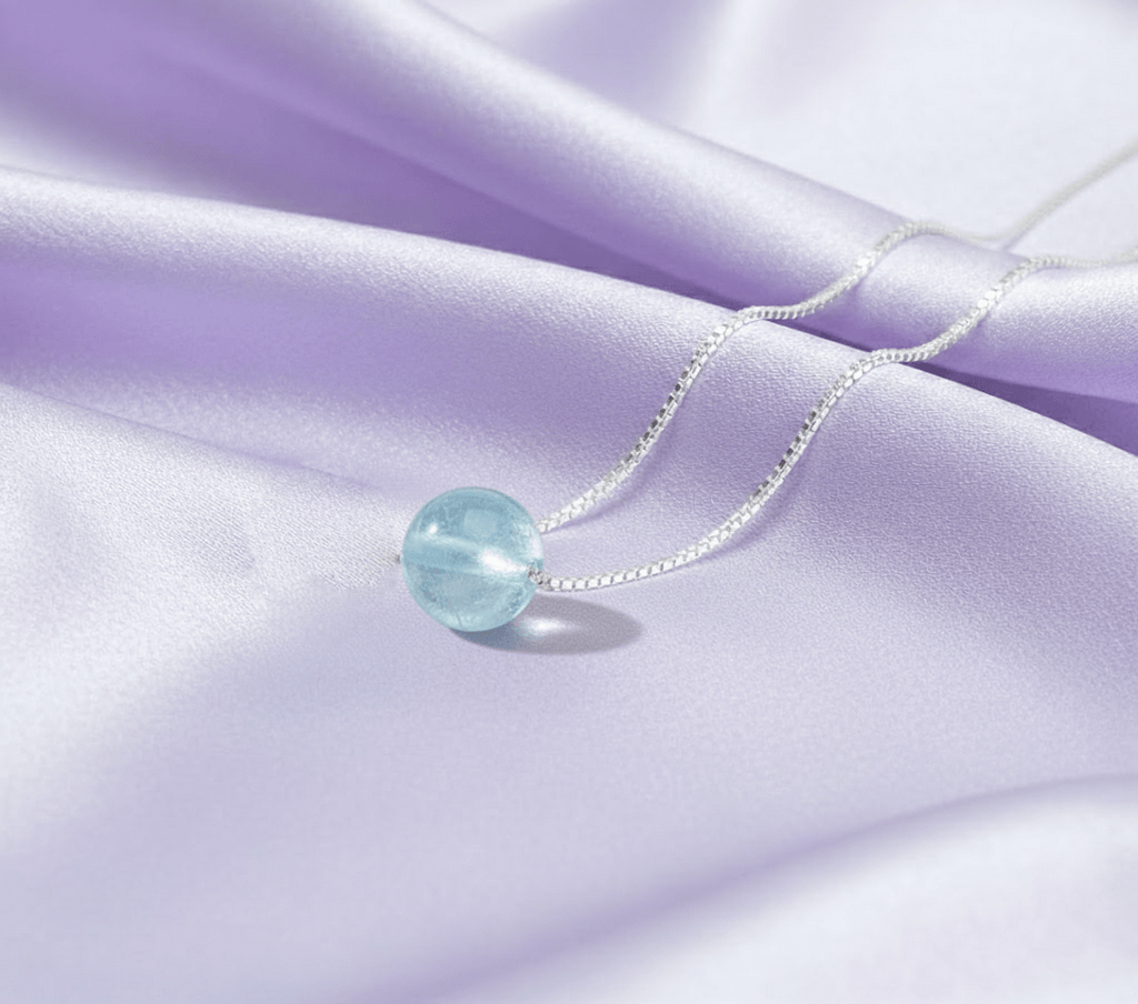 Collier chaîne en argent sterling avec perle d'aigue-marine naturelle - AME Jewellery