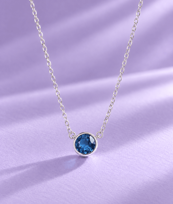Collier en chaîne en topaze bleue Londres naturelle, en argent sterling -  AME Jewellery