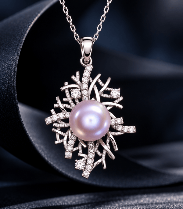 Deeply Lavender Freshwater Cultured Pearl Pendant Necklace in Sterling Silver by AME Jewellery.