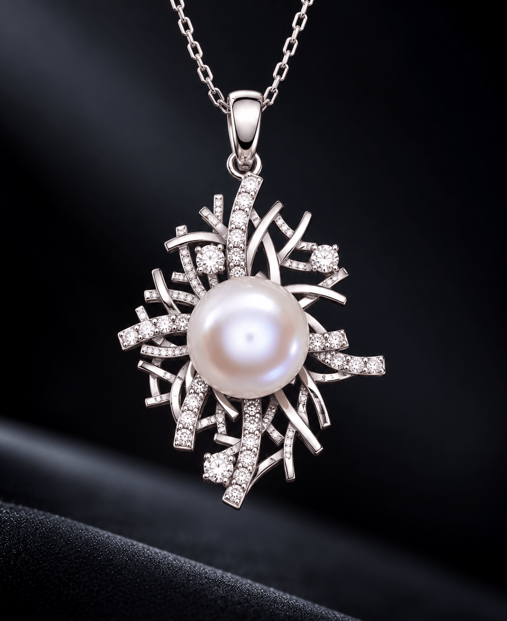 white Freshwater Cultured Pearl Pendant Necklace in Sterling Silver by AME Jewellery. 