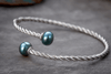 Half-round Freshwater Cultured Pearl Bypass Cable Bracelet in Sterling Silver by AME Jewellery