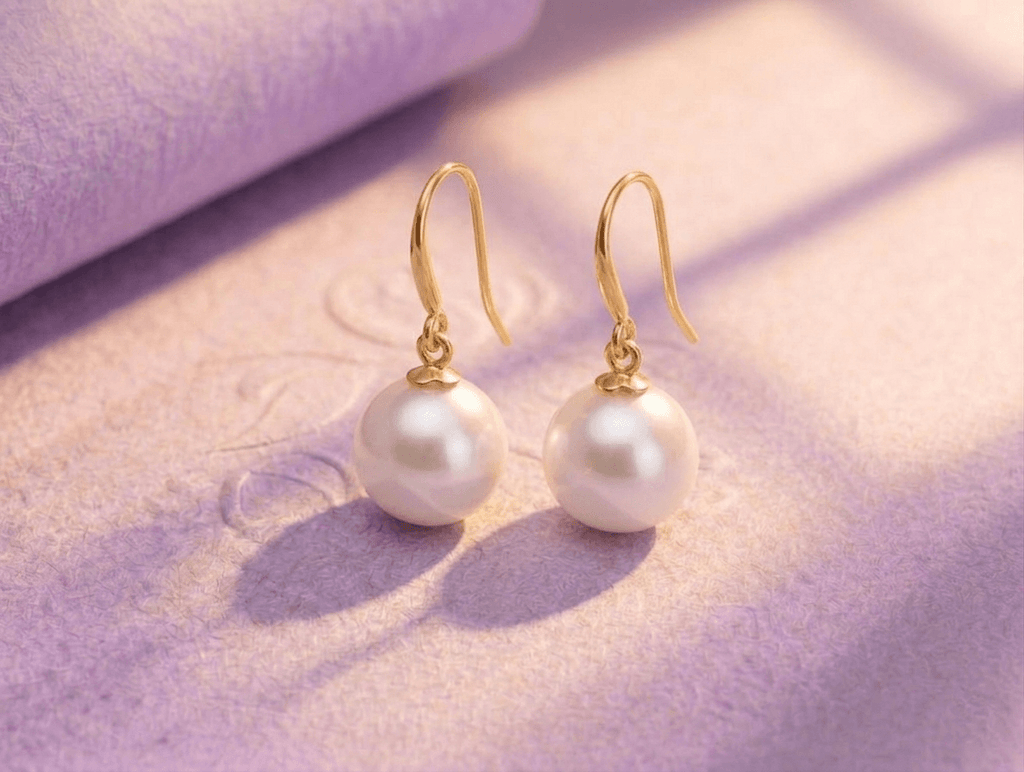 Freshwater Cultured Pearl Hook Earrings in 14K Yellow Gold by AME Jewellery.