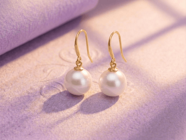 Freshwater Cultured Pearl Hook Earrings in 14K Yellow Gold by AME Jewellery.