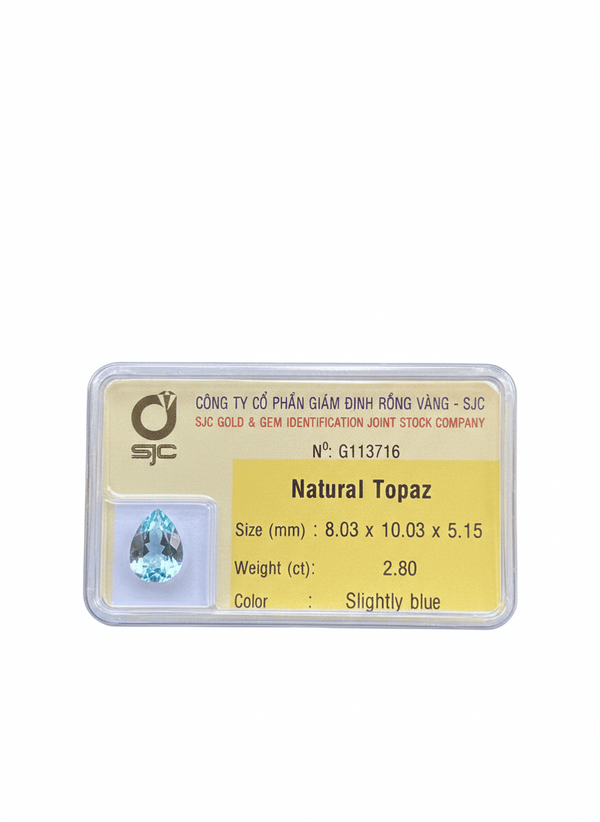Natural pear-cut blue topaz from AME Jewellery.