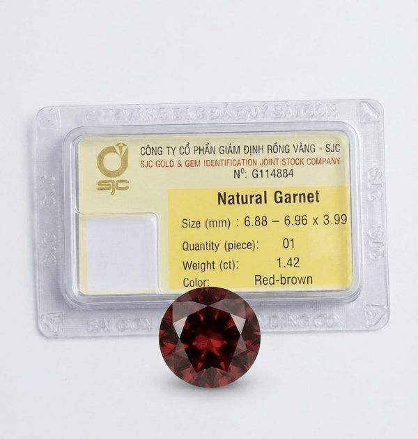 natural 7mm red garnet - AME Jewellery