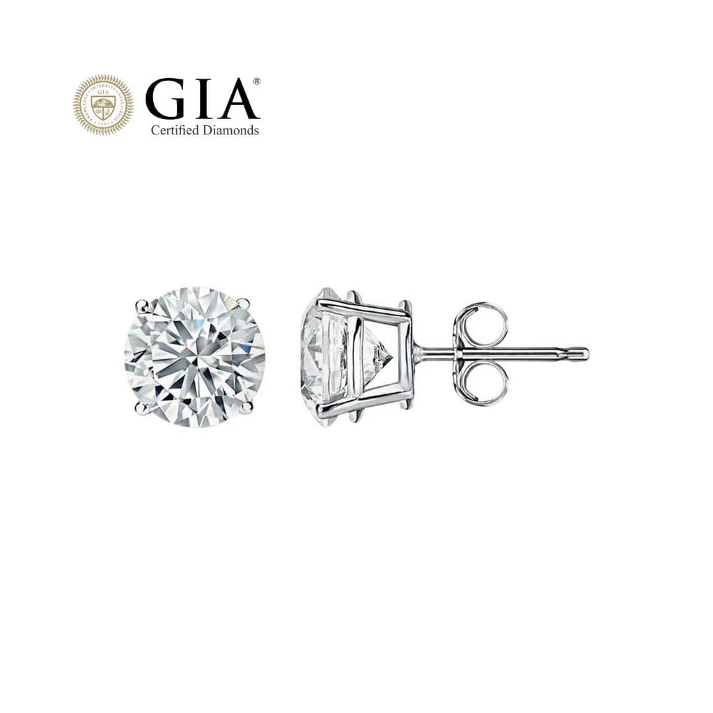 Natural GIA-certified Diamond 4-prong Earrings 14K White Gold | AME Jewellery