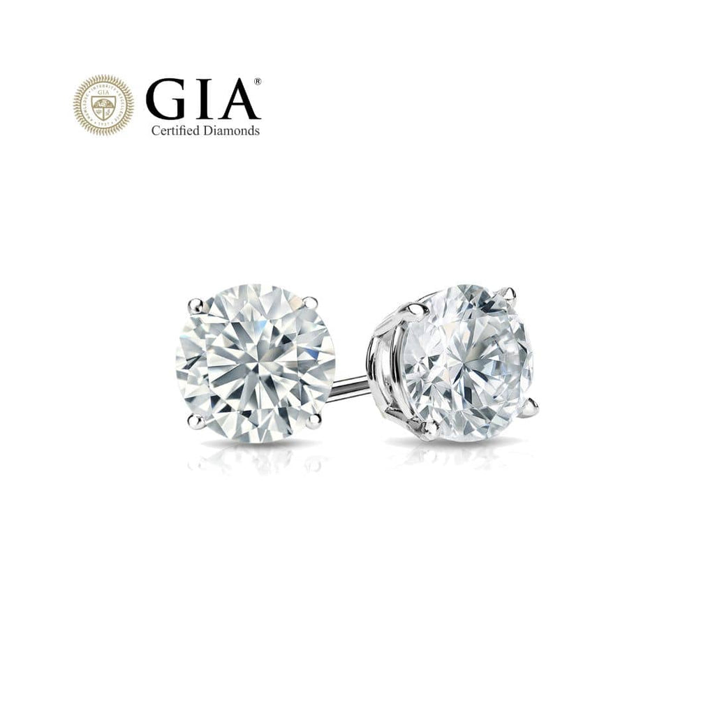 Natural GIA-certified Diamond 4-prong Earrings 14K White Gold | AME Jewellery