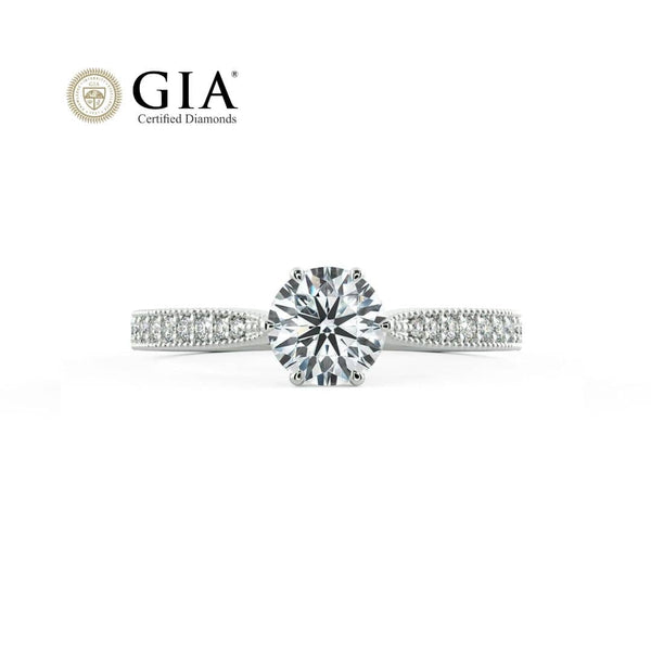 GIA-certified Diamond Solitaire Ring 14K White Gold by AME Jewellery