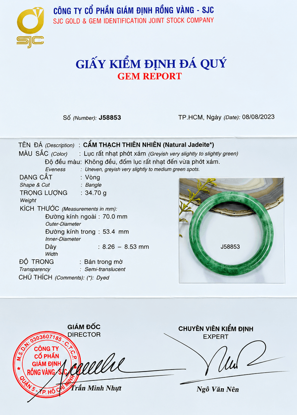 Natural Jadeite Jade Bangle J58853 -size 53.4mm - AME Jewellery