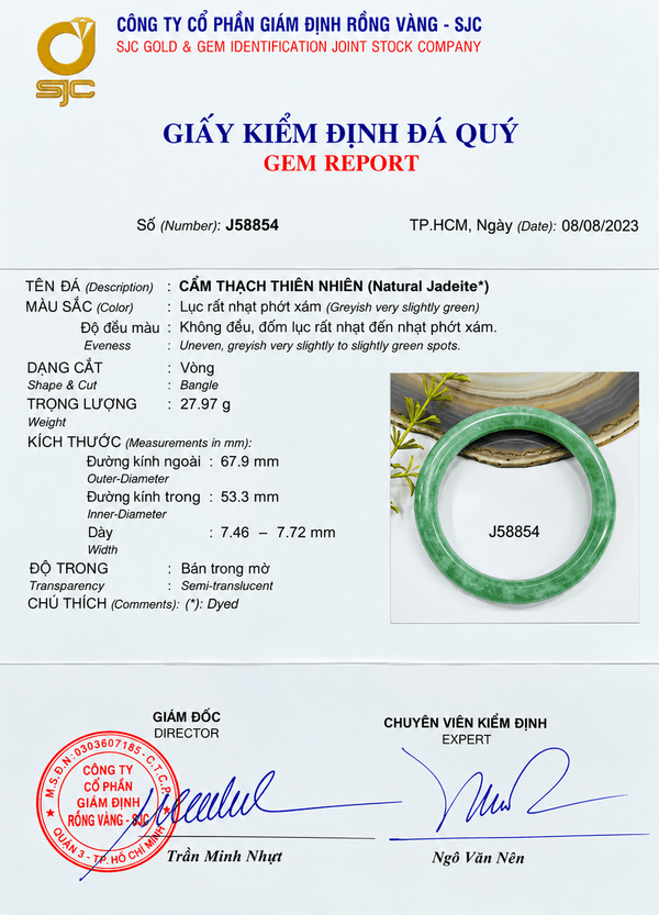Natural Jadeite Jade Bangle size 53.3 mm - AME Jewellery