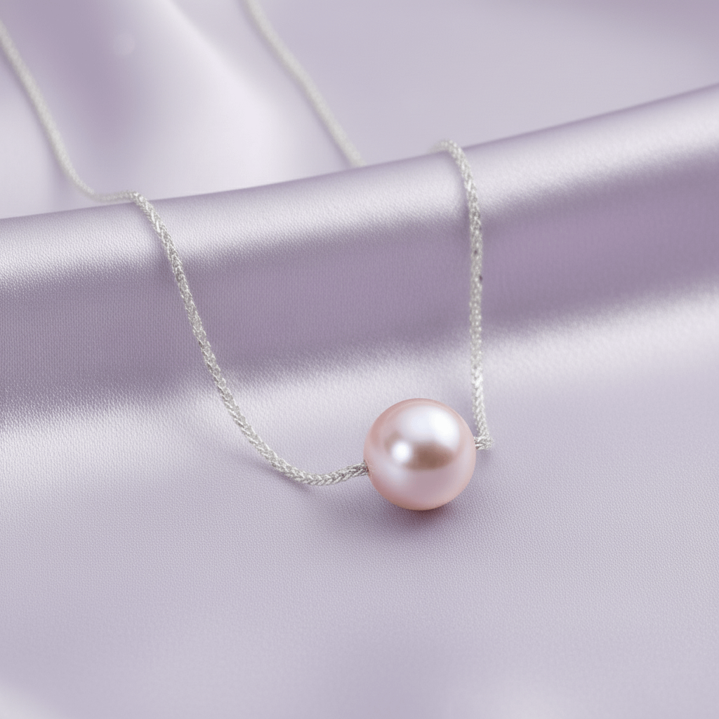 Dây chuyền Vàng trắng Ngọc trai Single Lavender Pearl Chain Necklace in 18K White Gold by AME Jewellery