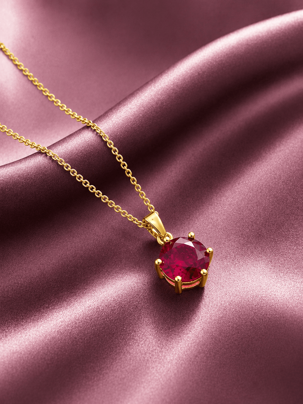 mặt dây chuyền vàng 14K đá tự nhiên Ruby 7mm - AME Jewellery 