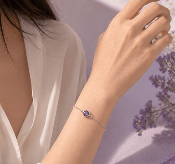 Natural Amethyst Bracelet in Sterling Silver by AME Jewellery.