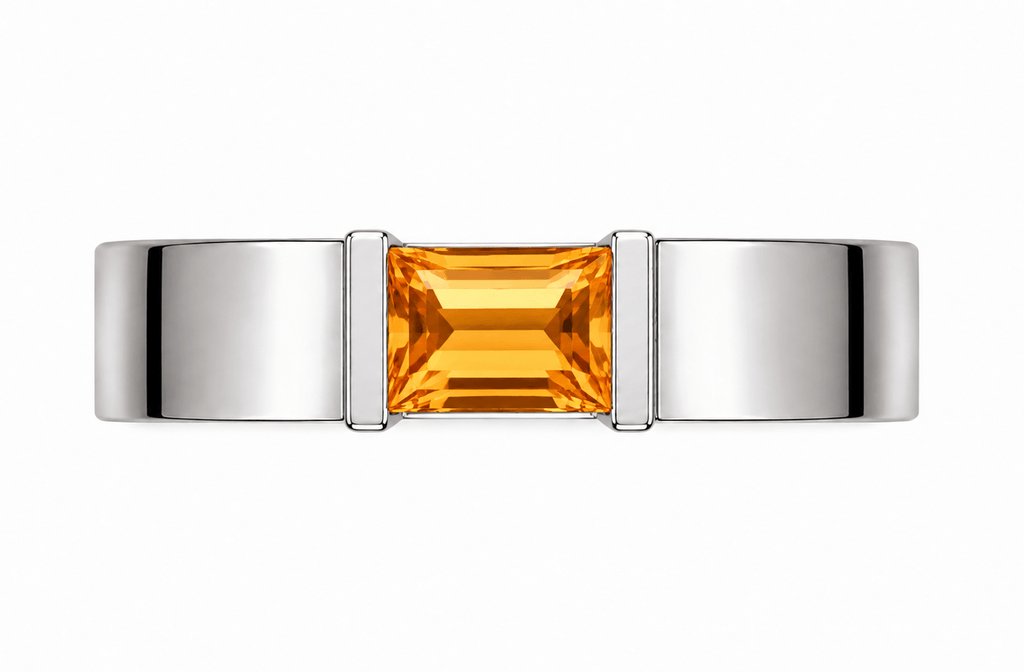 Natural Baguette Citrine Men's Ring in Sterling Silver - AME Jewellery
