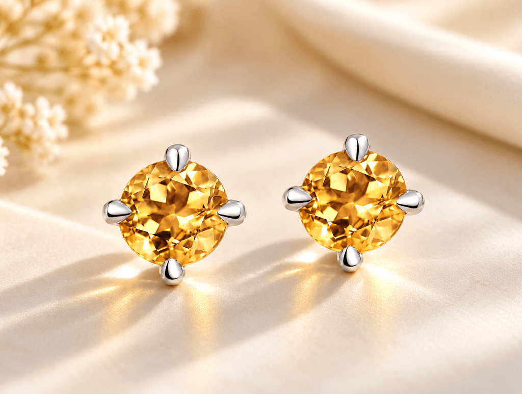 Natural Citrine Earrings in Sterling Silver for Women - AME Jewellery