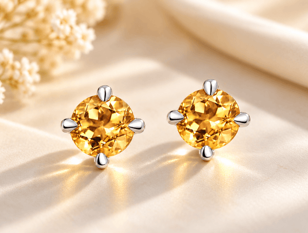 Natural Citrine Earrings in Sterling Silver for Women - AME Jewellery