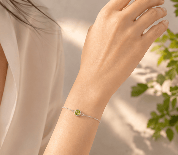 Natural Peridot Bracelet in Sterling Silver by AME Jewellery.