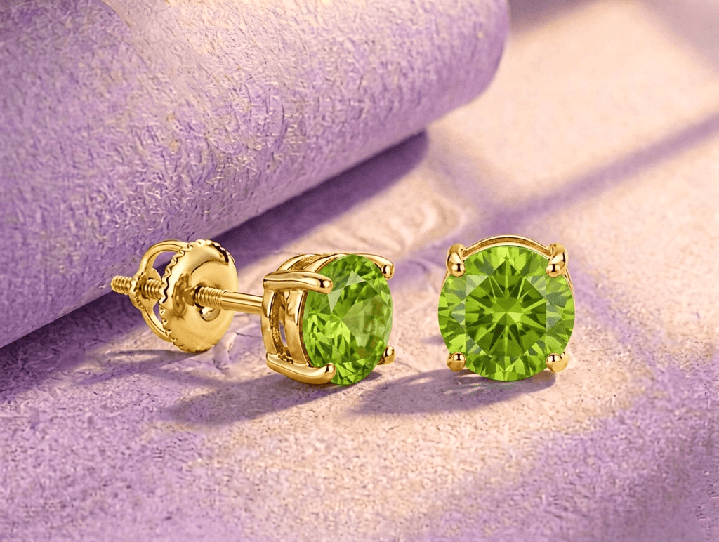 Natural Peridot Earrings in 14K Yellow Gold - AME Jewellery