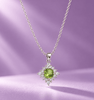Natural Peridot Halo Pendant in Sterling Silver - AME Jewellery
