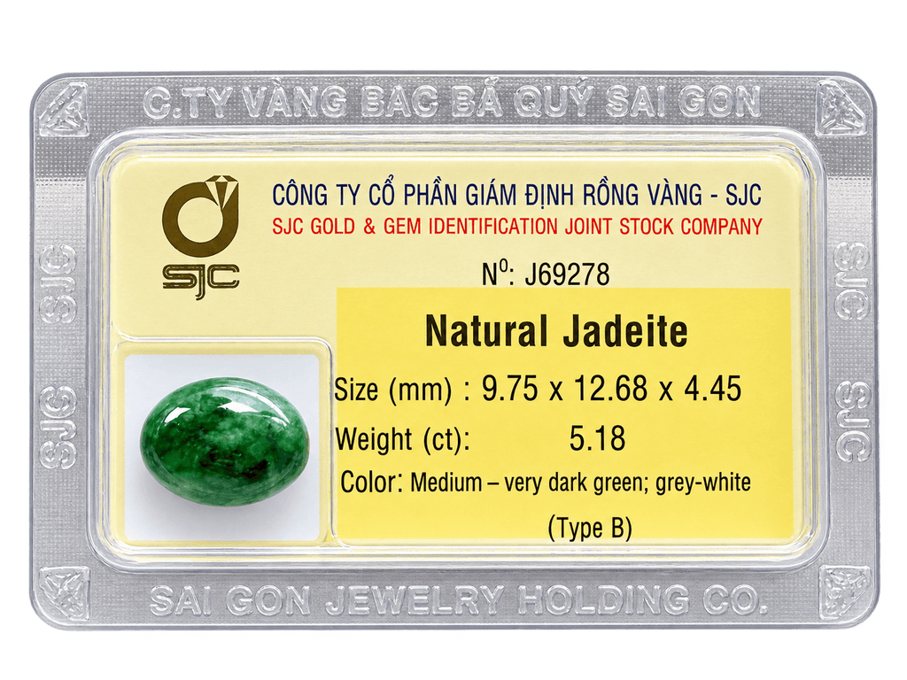 Natural Jadeite Jade certificate - AME Jewellery