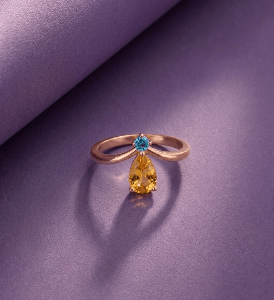 Nhẫn nữ đá quý tự nhiên Citrine và Blue Topaz - AME Jewellery