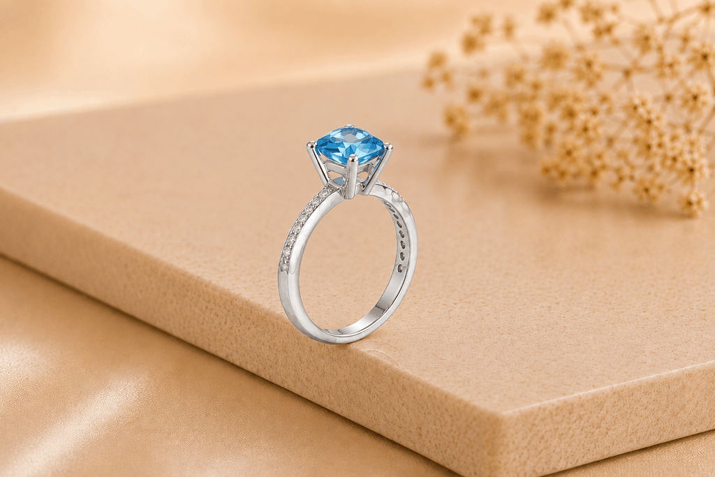 Nhẫn nữ đá quý tự nhiên Blue Topaz - AME Jewellery