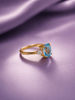 Nhẫn vàng 14K đá quý tự nhiên Blue topaz bầu dục - AME Jewellery