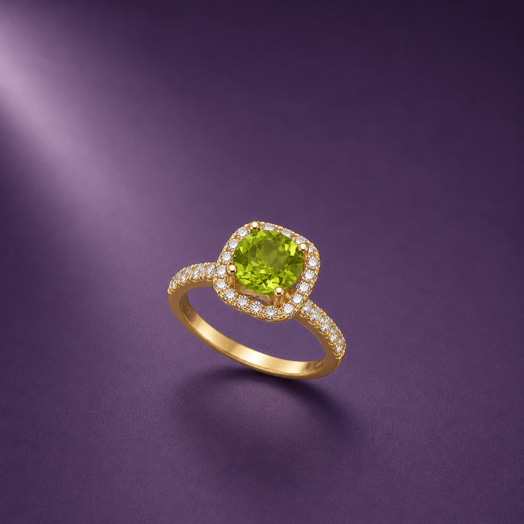 Nhẫn vàng 14 đá quý tự nhiên Peridot 7mm - AME Jewellery