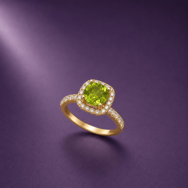 Nhẫn vàng 14 đá quý tự nhiên Peridot 7mm - AME Jewellery