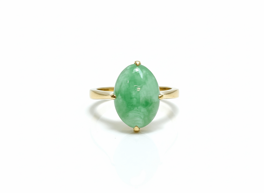 Nhẫn Vàng Đá quý thiên nhiên Cẩm Thạch | Burmese Jadeite Jade Ring in 14K Yellow Gold by AME Jewellery