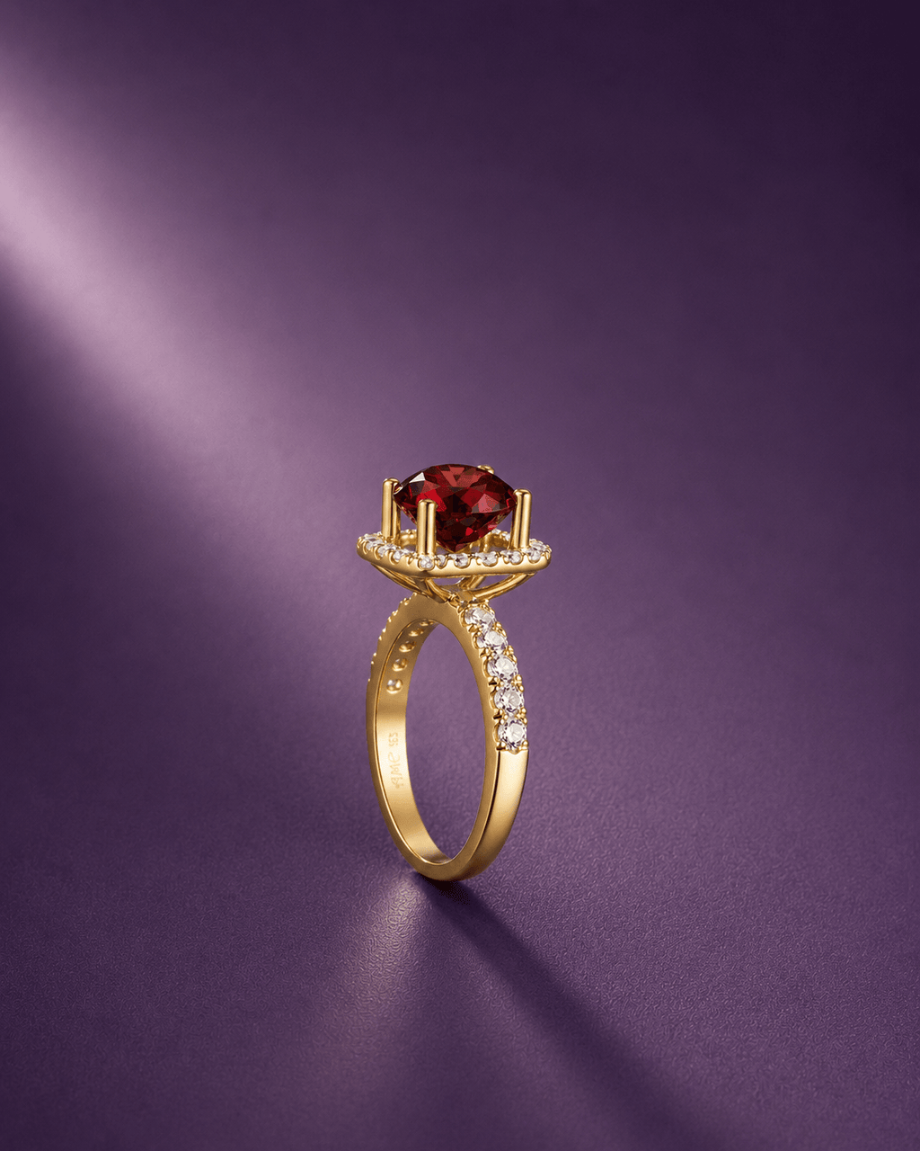 nhẫn vàng 14K đá quý tự nhiên red garnet - AME Jewellery