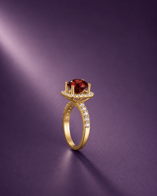 nhẫn vàng 14K đá quý tự nhiên red garnet - AME Jewellery