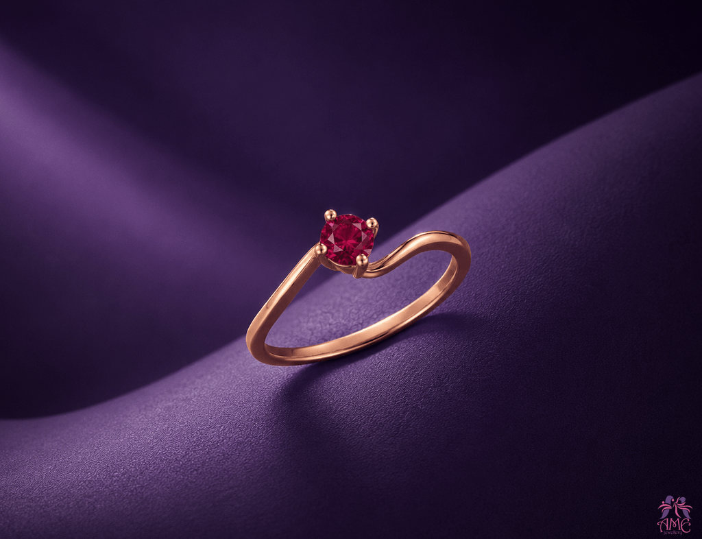Nhẫn vàng hồng 14K Đá quý tự nhiên Ruby - AME Jewellery.