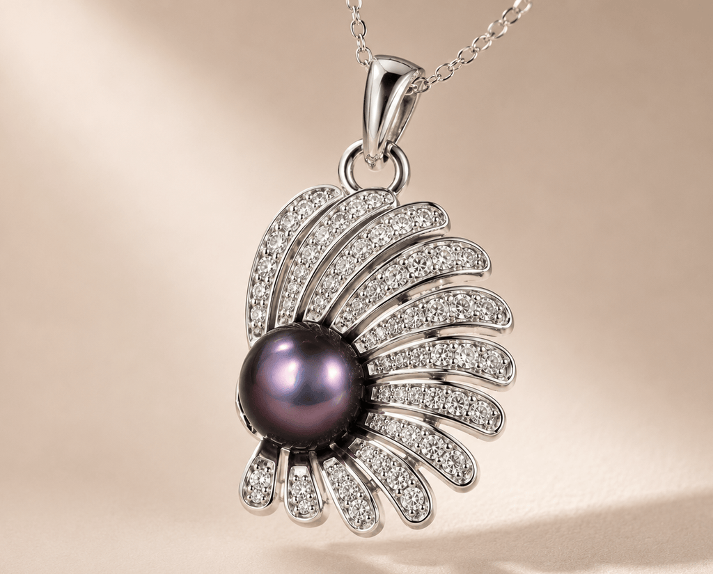 Peacock Green Button Freshwater Cultured Pearl Pendant Necklace in Sterling Silver - AME Jewellery