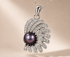 Peacock Green Button Freshwater Cultured Pearl Pendant Necklace in Sterling Silver - AME Jewellery